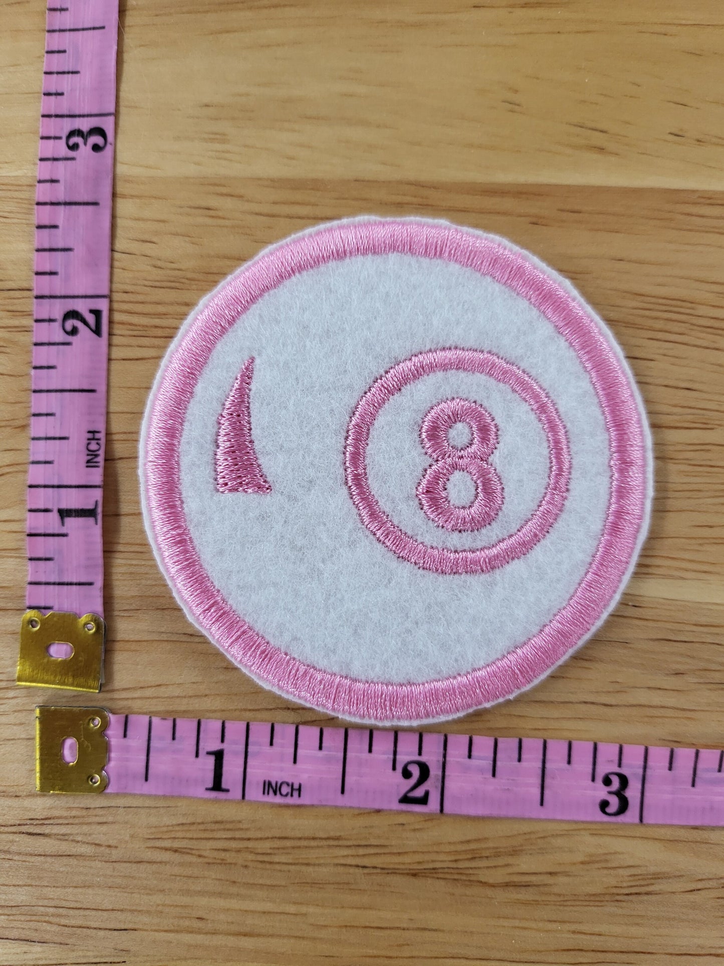 lil' Lucky embroidered iron-on patch set includes 8 ball, dice, Lucky 7s, money bag, and horseshoes.