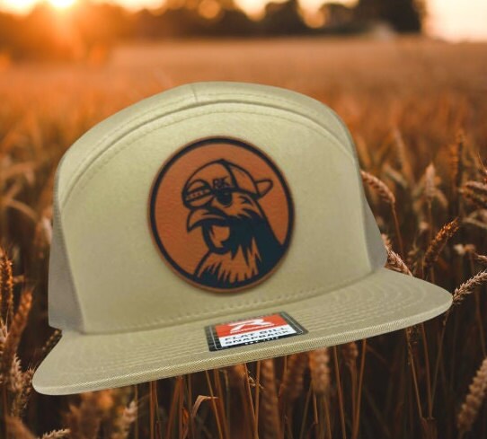 Cowboy or Snapback Rooster leatherette patch on Richardson 112 or 168 roundbill or flatbill snapback