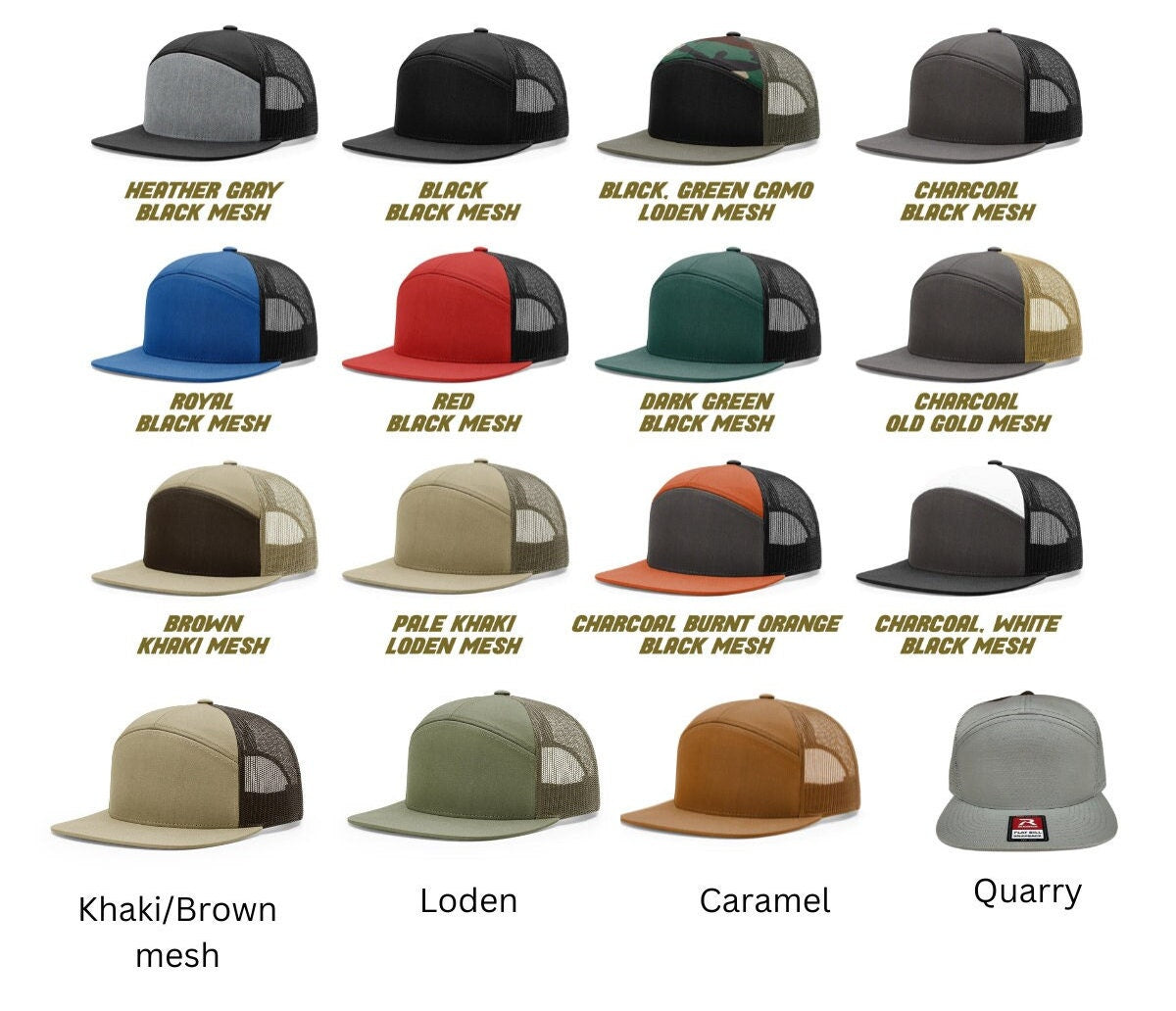 Custom embroidery or leather patch hats on Richardson 112 or 168