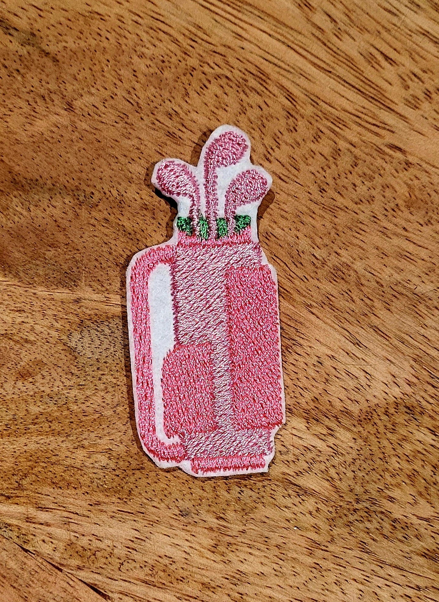 Putts and Prosecco golf themed pink and green iron on or sew on embroidered patches. Set of 6.