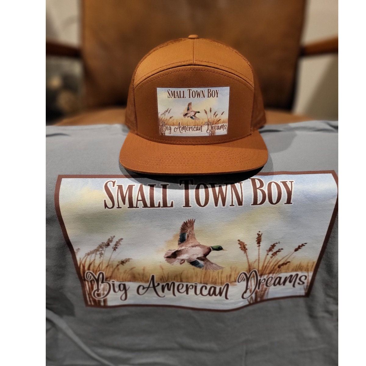Small Town Boy Big American Dreams Comfort Color or Next Level Tee with Mallard Duck Image