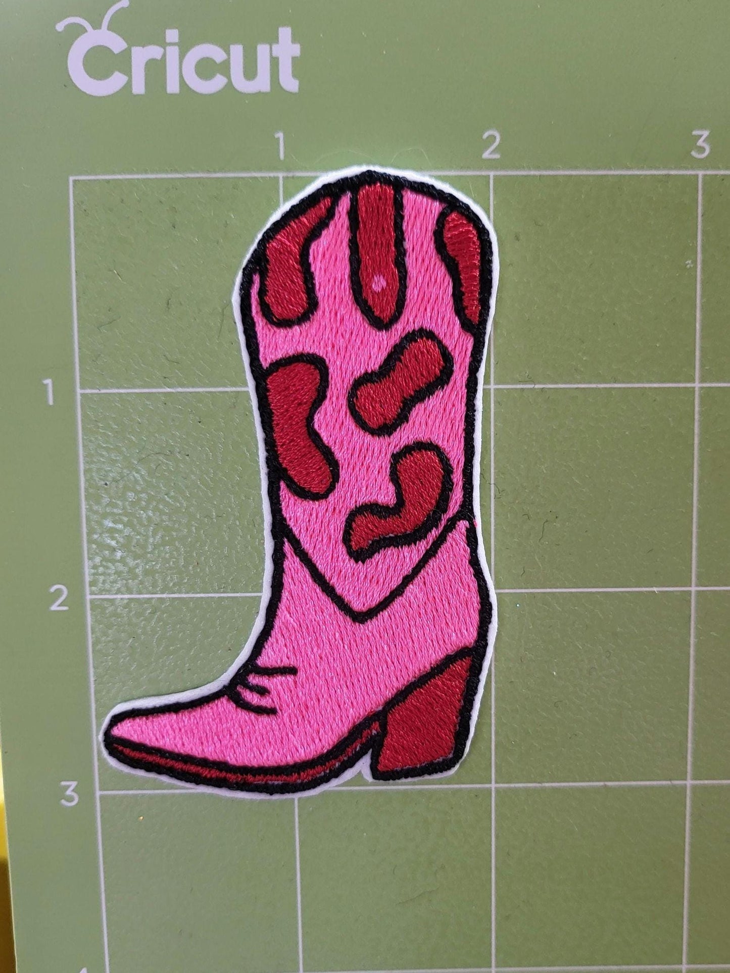 Set of 2 Embroidered iron-on cowboy boot patches.