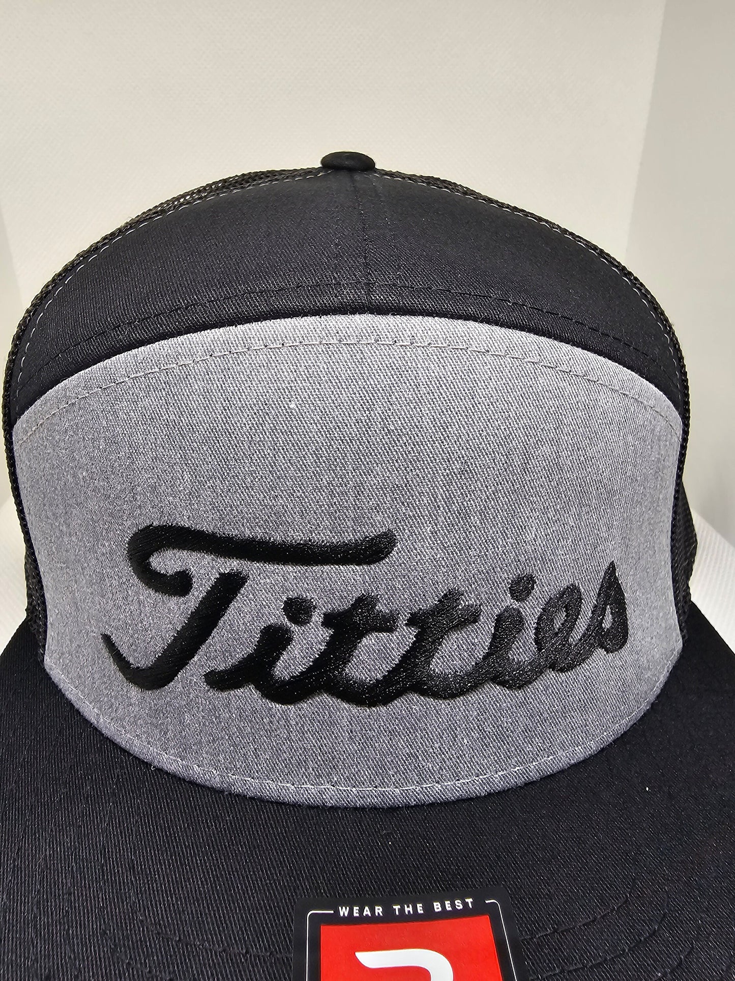 Ti**ies embroidered hat on a Richardson 112 trucker round bill or 168 flat bill hat