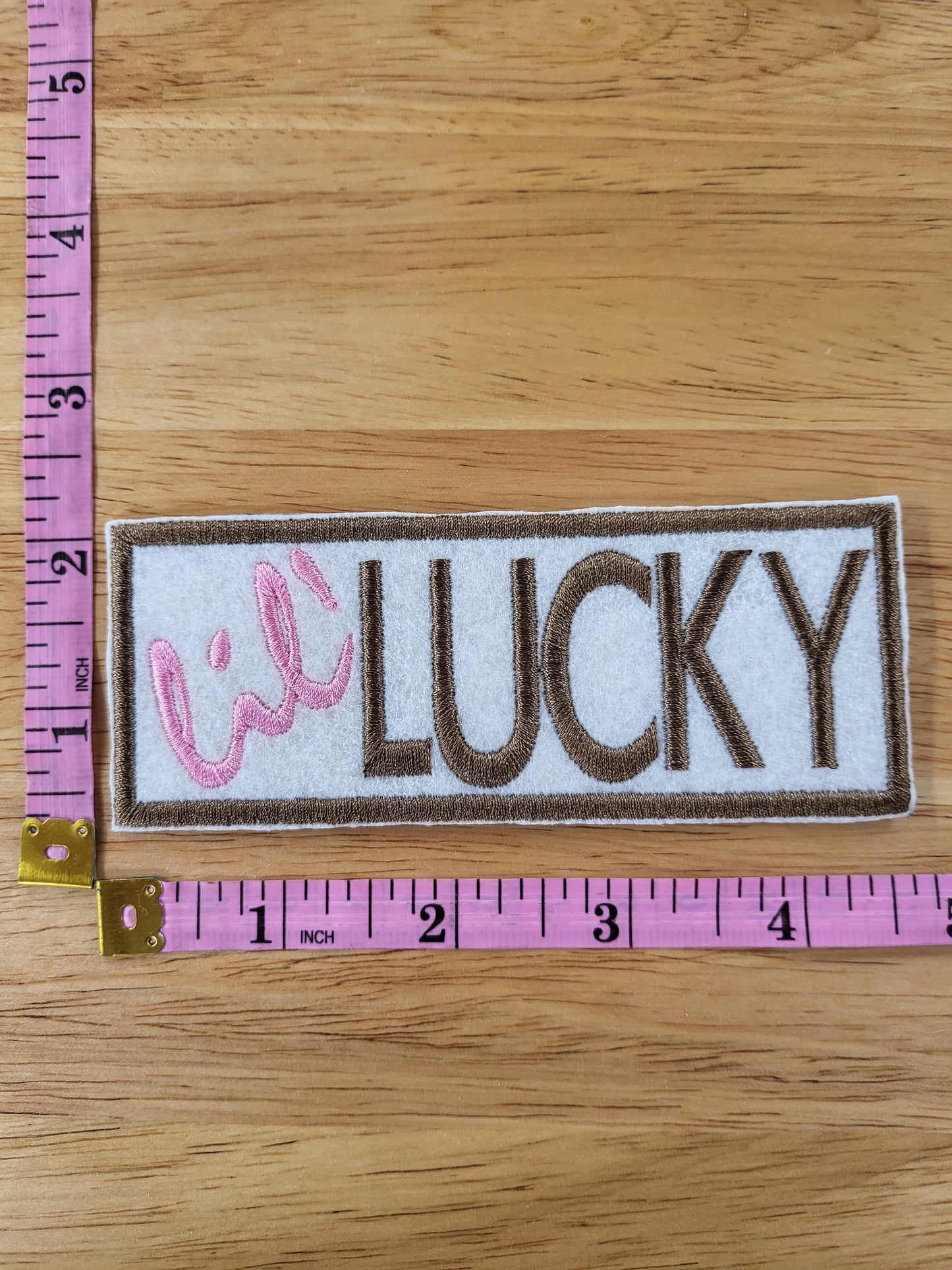 lil' Lucky embroidered iron-on patch set includes 8 ball, dice, Lucky 7s, money bag, and horseshoes.