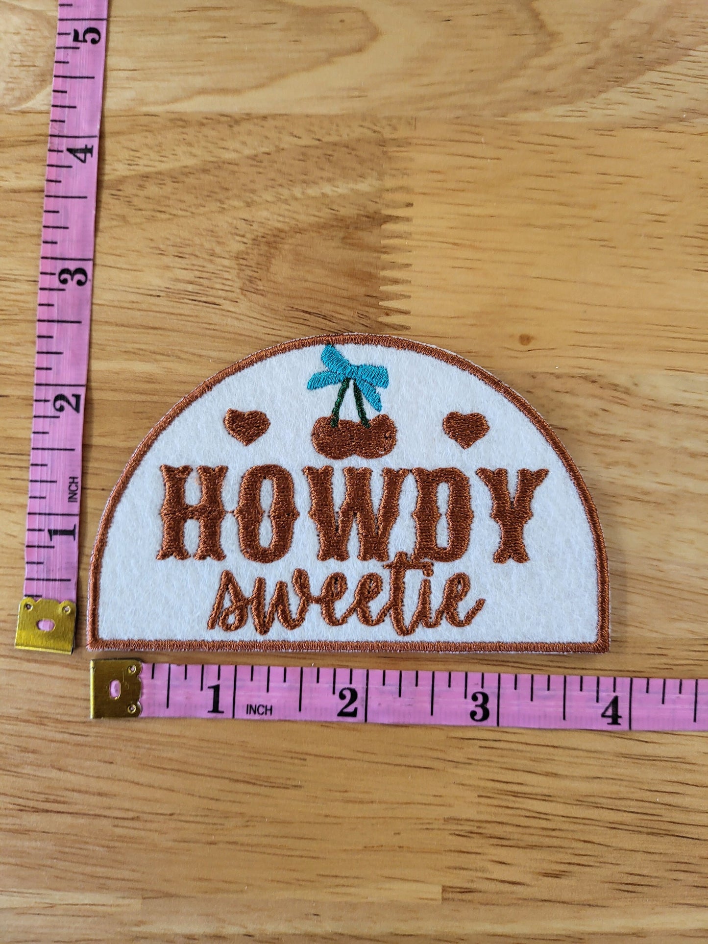 Howdy Sweetie embroidered iron-on patch set. Set of 5.