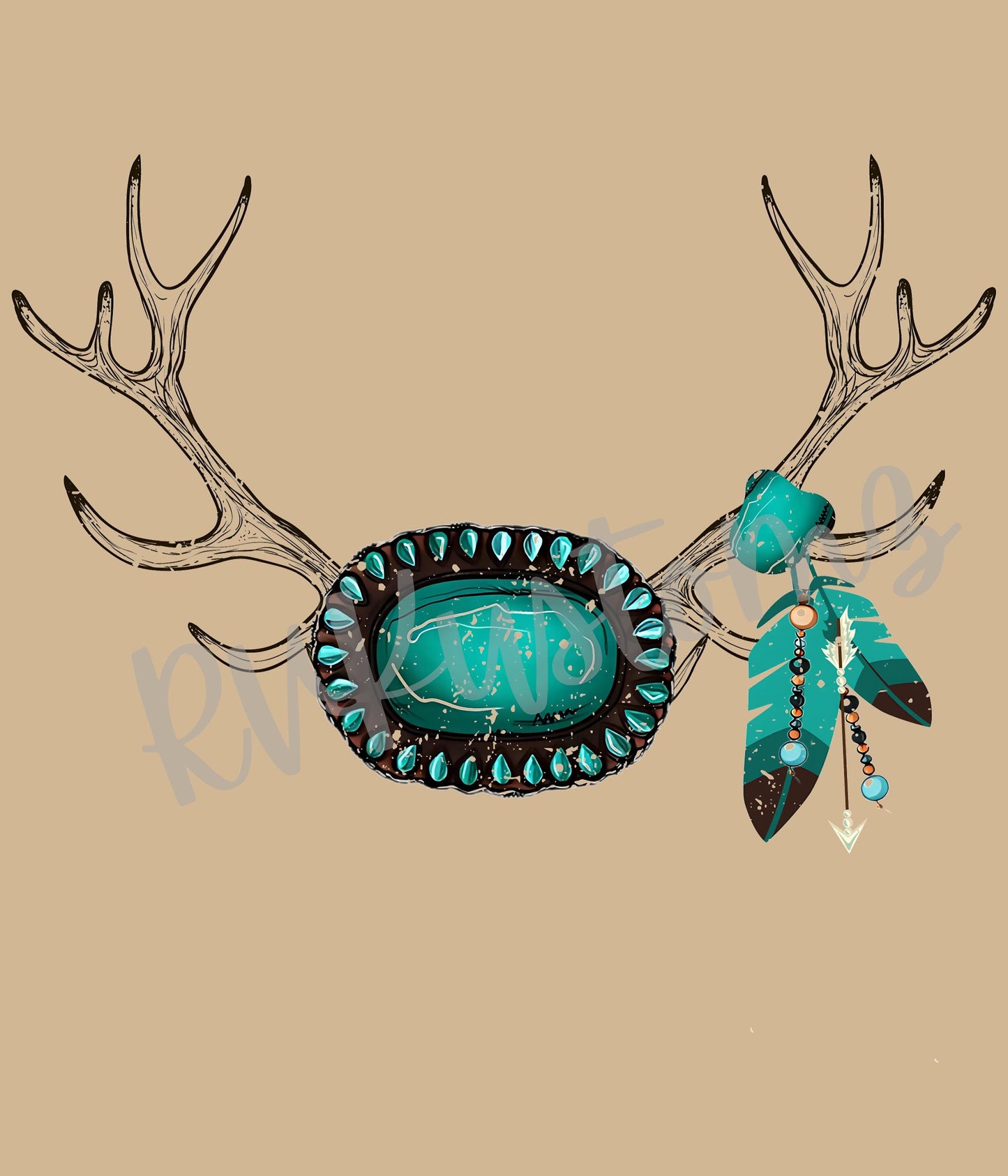 Deer antlers and turquoise Downloadable PNG