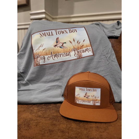 Small Town Boy Big American Dreams Comfort Color or Next Level Tee with Mallard Duck Image