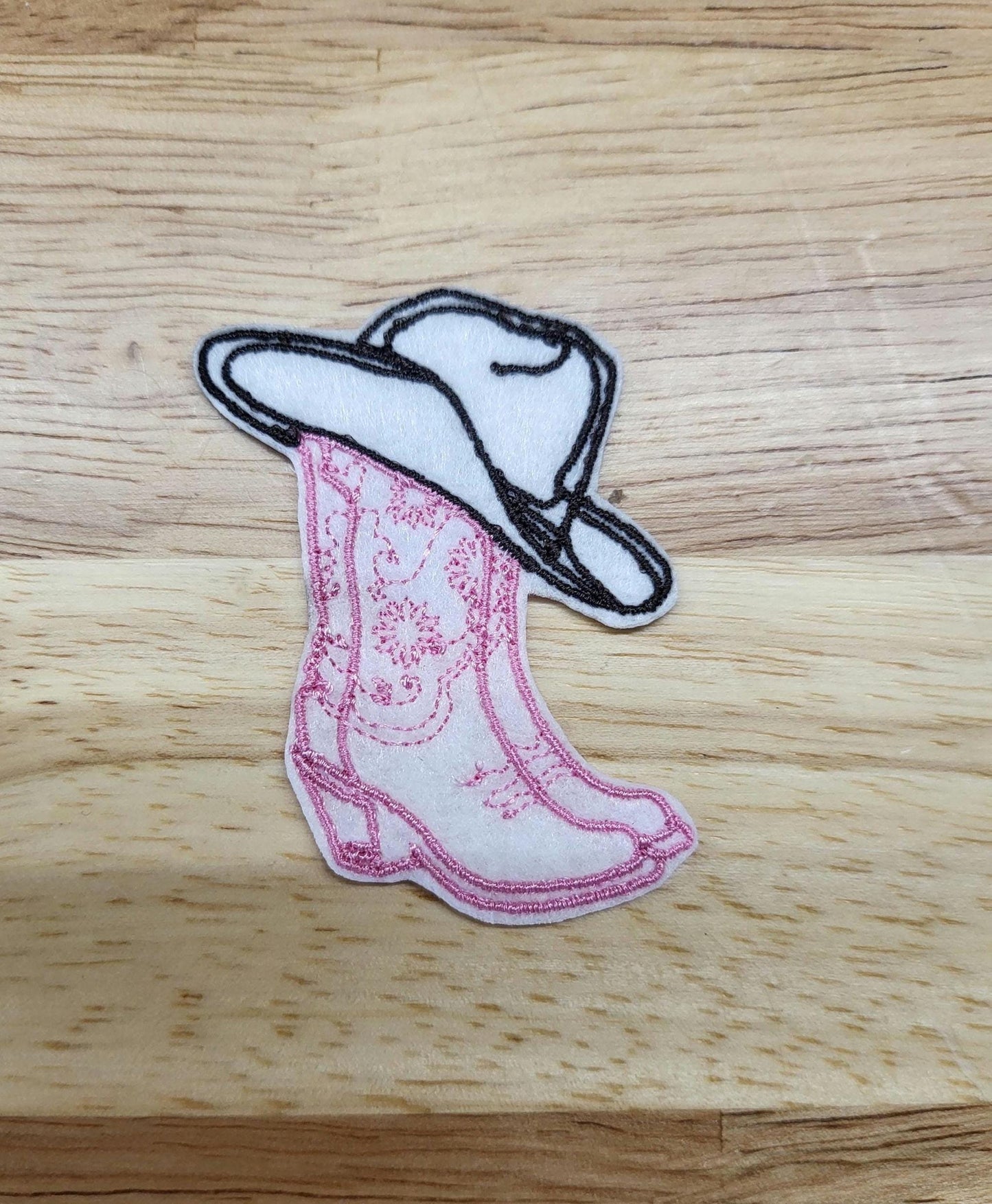 Set of 2 Embroidered iron-on cowboy boot patches.